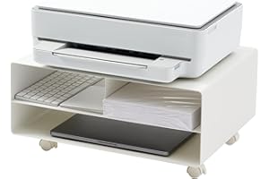 Yamazaki Home Desktop Printer Stand - Computer Accessory Office Organizer Steel One Size White