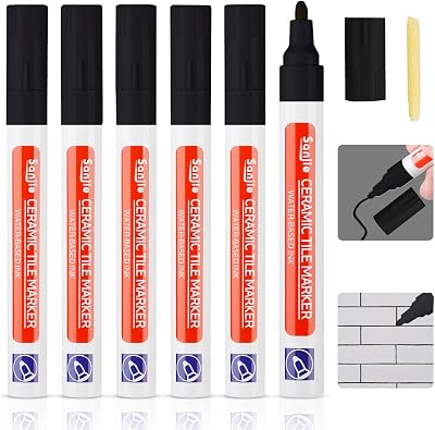 DONQL 6pk Tile Grout Pen Marker Black Restores & Protects With Replacement Nibs