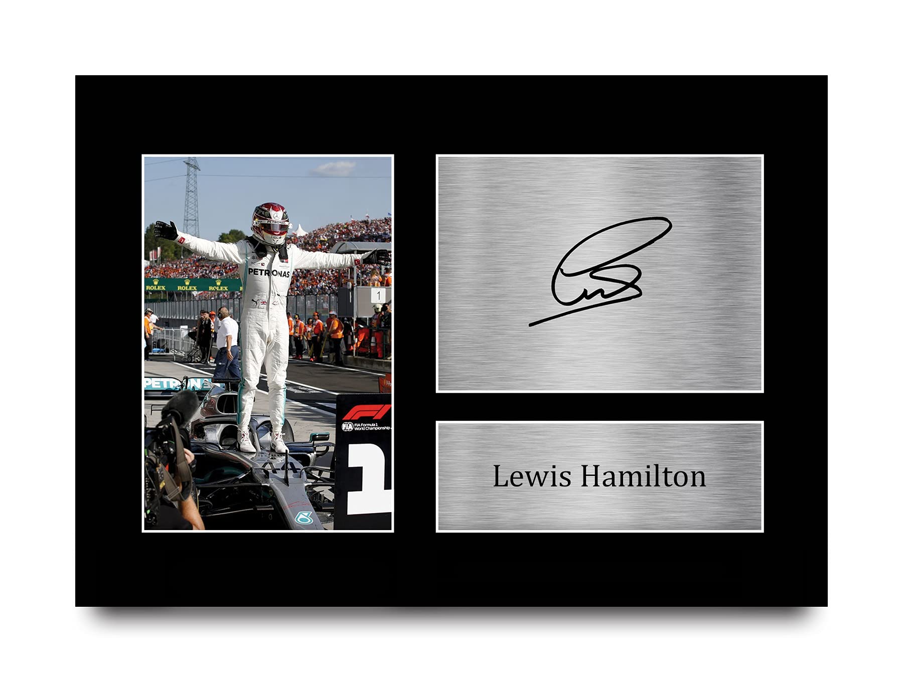 HWC Trading Lewis Hamilton Gift Signed A4 Printed Autograph Mercedes F1 Gifts Print Photo Picture Display ((Unframed) Lewis Hamilton Celebration) โ image 1