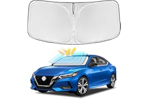 ZOIBV for Nissan Sentra 2020-2025 Windshield Sun Shade - 4 Layers Car Sunshades for Front Windows Shade Cover Custom Fit Sentra Sun Visor 240T Retractable Shade Blocks UV Rays Car Accessories