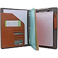 Binder Portfolio Organizer with Color File Folders, Business and Interview Padfolio with 3-Ring Binder, Clipboard