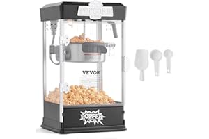 VEVOR Popcorn Maker, 480W Popcorn Popper Machine, 4 Oz Kettle Makes 1.5 Gallon per Batch, Tabletop Popcorn Maker, Includes 3 