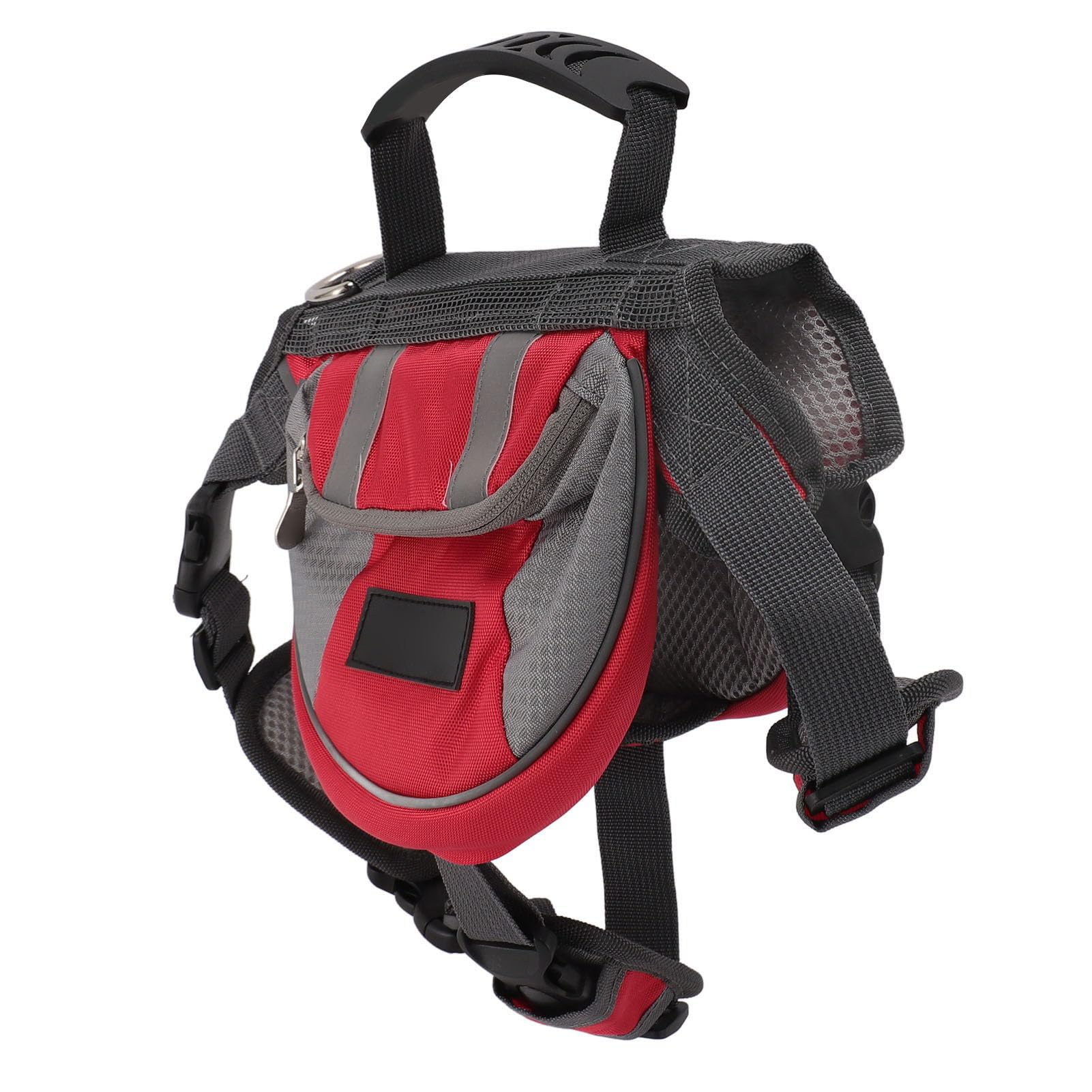 Dog Backpack for Medium & Large Dogs, Dog Pack Tactical Backpack Harness with Side Pockets with Reflective Stripe for Hiking Walking Training Running (Red)