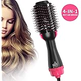 One Step Hair Dryer & Volumizer, Upgrade Hot Air Brush, Salon Negative lon Styling Hair Dryer Brush, Ceramic Electric Blow Dryer, Curler, Straightener, Styler Brush with 2Pcs Hair Clips
