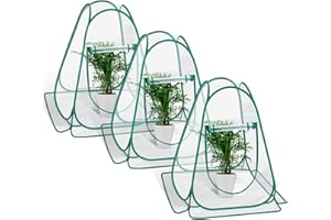 Fuairmee Pop Up Greenhouse Cover, Mini Greenhouse PVC Gardening Plant 3-Pack, Portable Small Green House for Indoor Outdoor, Sunshine Room Backyard Flow