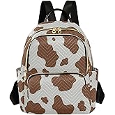 PIMILAGU Brown Cow Print Animal Mini Backpack Purse for Women Fashion Daypack Lightweight Travel Bag