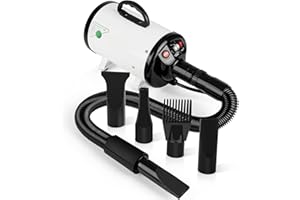 SMOOL Dog Hair Dryer - 3.8HP 2800W Stepless Speed Pet Dryer Blaster with Heat, Home-Used Professional Dog Air Force Grooming Blower for Large Big Dogs, Adjustable Strong Power, White