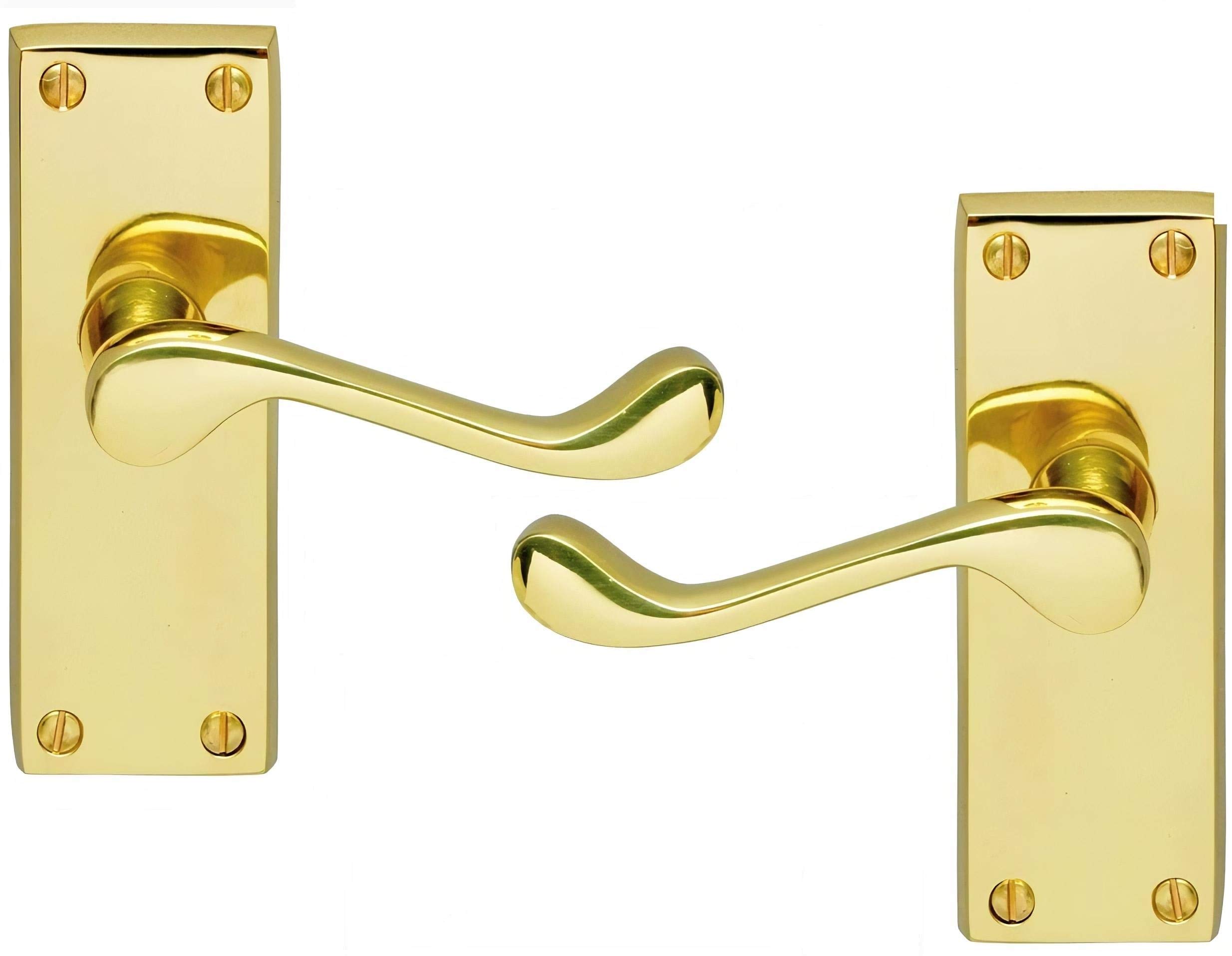 Carlisle Brass - Victorian Scroll Door Handles Lever Latch Set Polished Brass for Interior Doors 120x41mm Plate