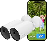 EZVIZ 2PC Battery Solar Security Camera Outdoor Wireless 2K WiFi 6