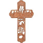 Dicksons Lord's Last Supper Woodgrain Carved 12 Inch Resin Wall Cross
