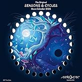 Astrocal Seasons & Cycles Moon Calendar 2026, Moon Phase Calendar, Lunar Wall Planner, USA (Blue, EST)