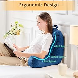 Sasttie Reading Pillow for Bed, Velvet Back Support