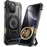 SUPCASE for iPhone 16 Pro Case with Camera Control Capture Button (Unicorn Beetle Grip), [Compatible with MagSafe] Rugged Magnetic Stand Translucent Back Phone Case for iPhone 16 Pro 6.3'' 2024, Black