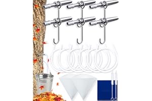 22Pcs Maple Syrup Tapping Kit, Maple Tree Tapping Kit with 6 Stainless Steel Maple Sap Taps, 6 Tubes, 6 Heavy Duty Hooks, 2 S