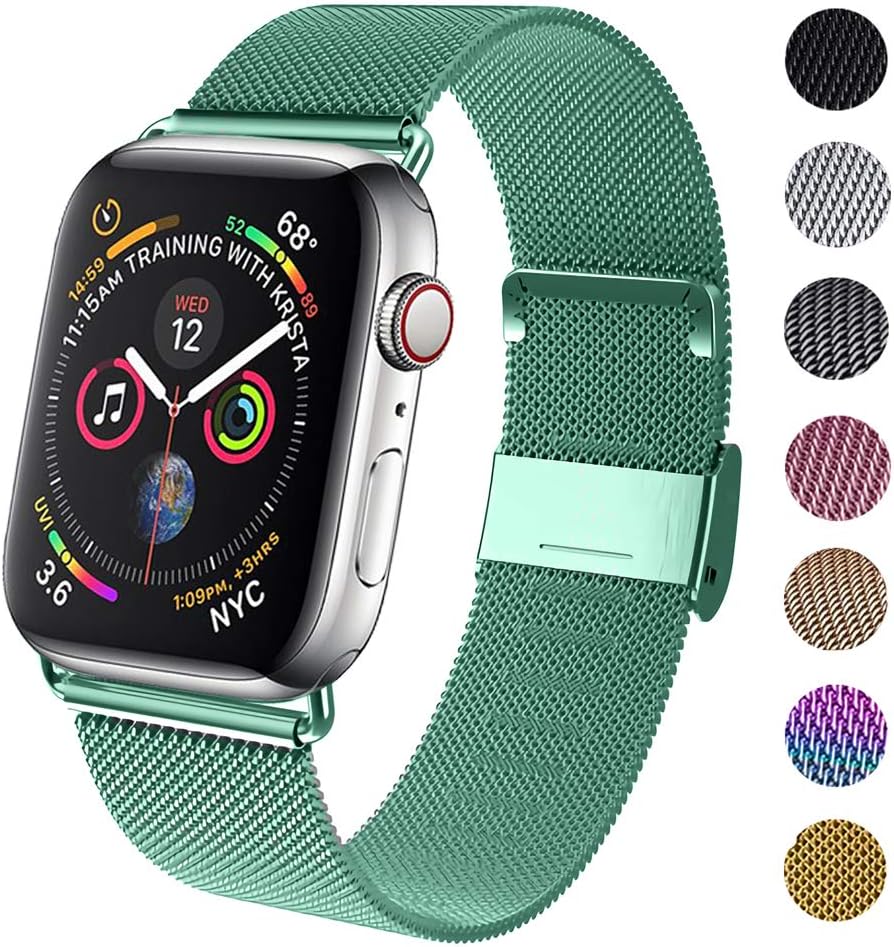 GBPOOT Compatible for Apple Watch Band 38mm 40mm 42mm 44mm, Wristband Loop Replacement Band for Iwatch Series 4,Series 3,Series 2,Series 1,Pine Green,42mm/44mm