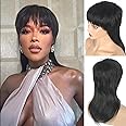 Matthia 80s 90s Mullet Wigs Pixie Cut Wigs with Bangs for Black Women, Wolf Cut Wig Straight Short Black Synthetic Wigs with Bangs Glueless Mullet Wig for Black Women Full Machine Made Wig(Blakc Wig)