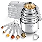 Sydentrey Measuring cups and spoons set of 13,Heavy Duty Stackable Metal Measuring Cups & Spoons,stainless steel measuring cup for Dry and Liquid Ingredients,Ideal for Cooking&baking measuring tools