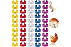MEISO 100pcs Chicken Leg Rings, 5 Colors Numbered Chicken Leg Bands, 20mm Colorful Poultry Identification Leg Bands, Plastic 