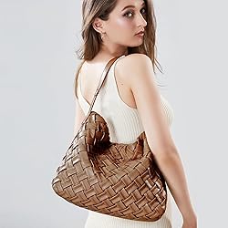 JINMANXUE Women Boston Bag Woven Vegan Leather