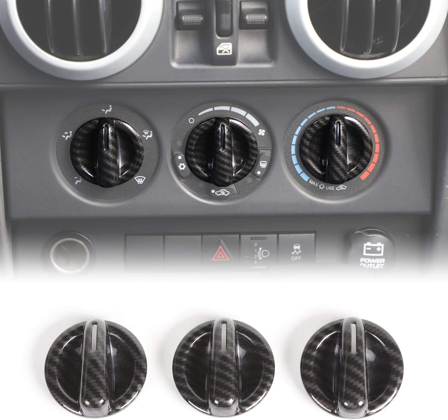 RT-TCZ Air Conditioner Switch Button Cover Trim ABS Center Control Frame for Jeep Wrangler 2007-2010 JK JKU Sport X Sahara Rubicon Carbon Fiber