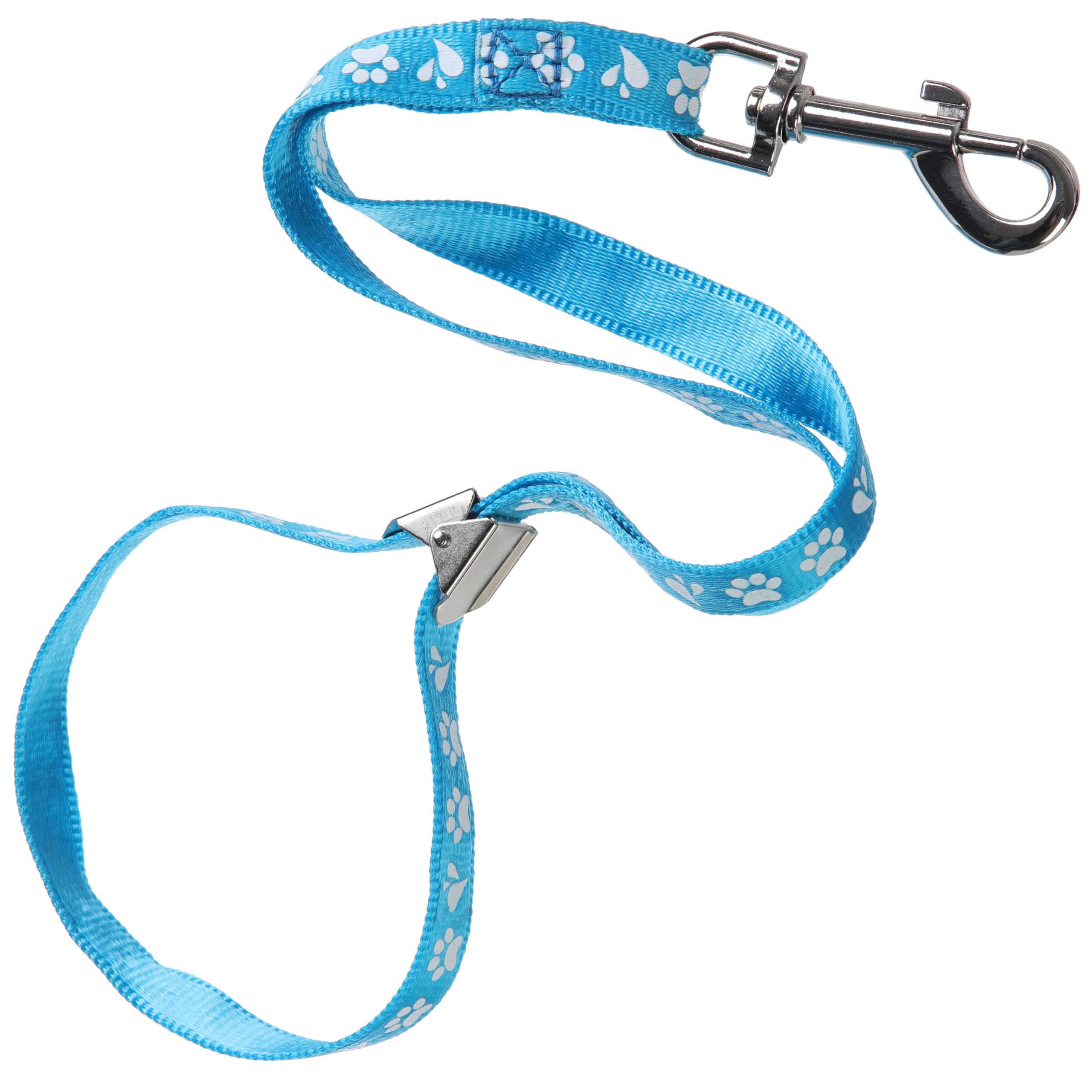 GROOM PROFESSIONAL Ajax Dog Grooming Loop Leash with Metal Slider - Strong Nylon Material - Comfortable & Secure - Paw Print Design - 42cm, Cyan Blue