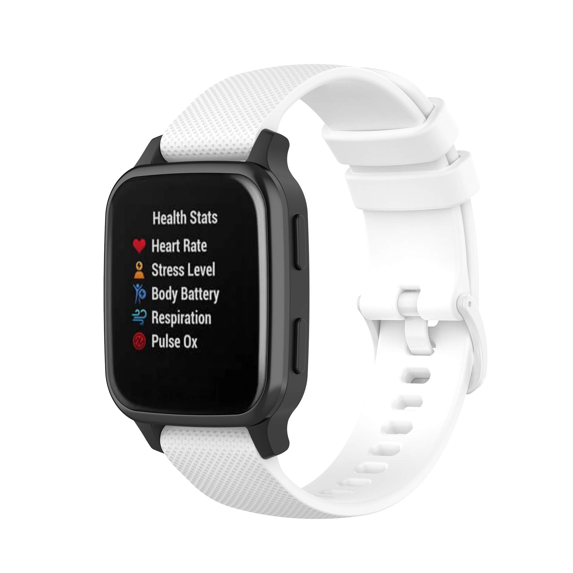 Chofit Silicone Bands Compatible with Garmin Venu Sq Music/Vivoactive 5 Strap, Soft Replacement Sport Wristband Bracelet Arm Band for Venu Sq Music/Venu Sq/Venu/Venu 2 Plus (White)
