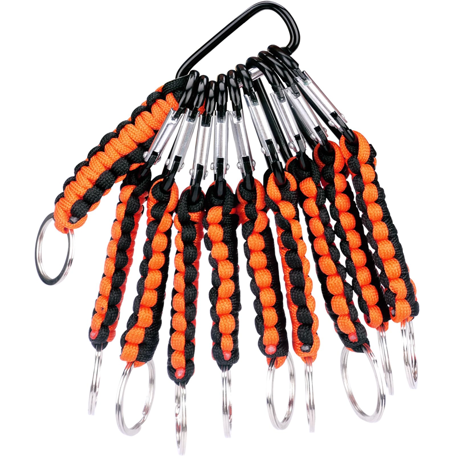 Luzoybo 10PCS Paracode Keychain with Carabiner Clips for Keys Backpack, Men, Women Camping, Hiking, Fishing (Orange)