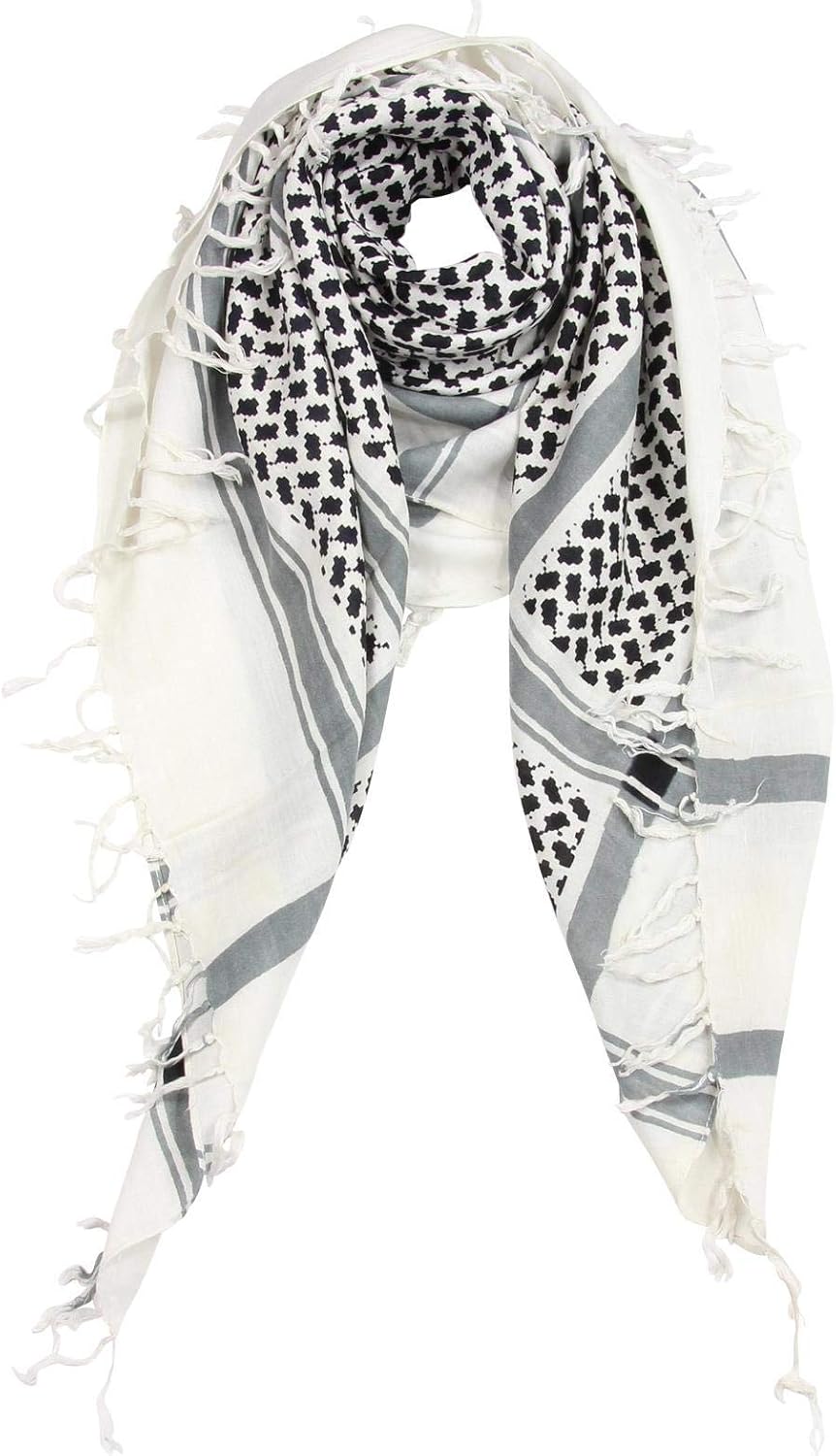 Freak Scene Kufiya style scarf white black Shemagh Arafat scarf