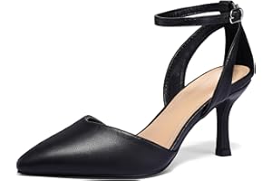 mysoft Women's Pumps Shoes Pointed Toe Kitten Low Heels Stiletto Ankle Strap Closed Toe Wedding Party Dress Sandals