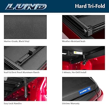 Amazon Com Lund Hard Tri Fold Hard Folding Truck Bed Tonneau Cover 969355 Fits 2009 2014 Ford F 150 5 7 Bed 67 Automotive