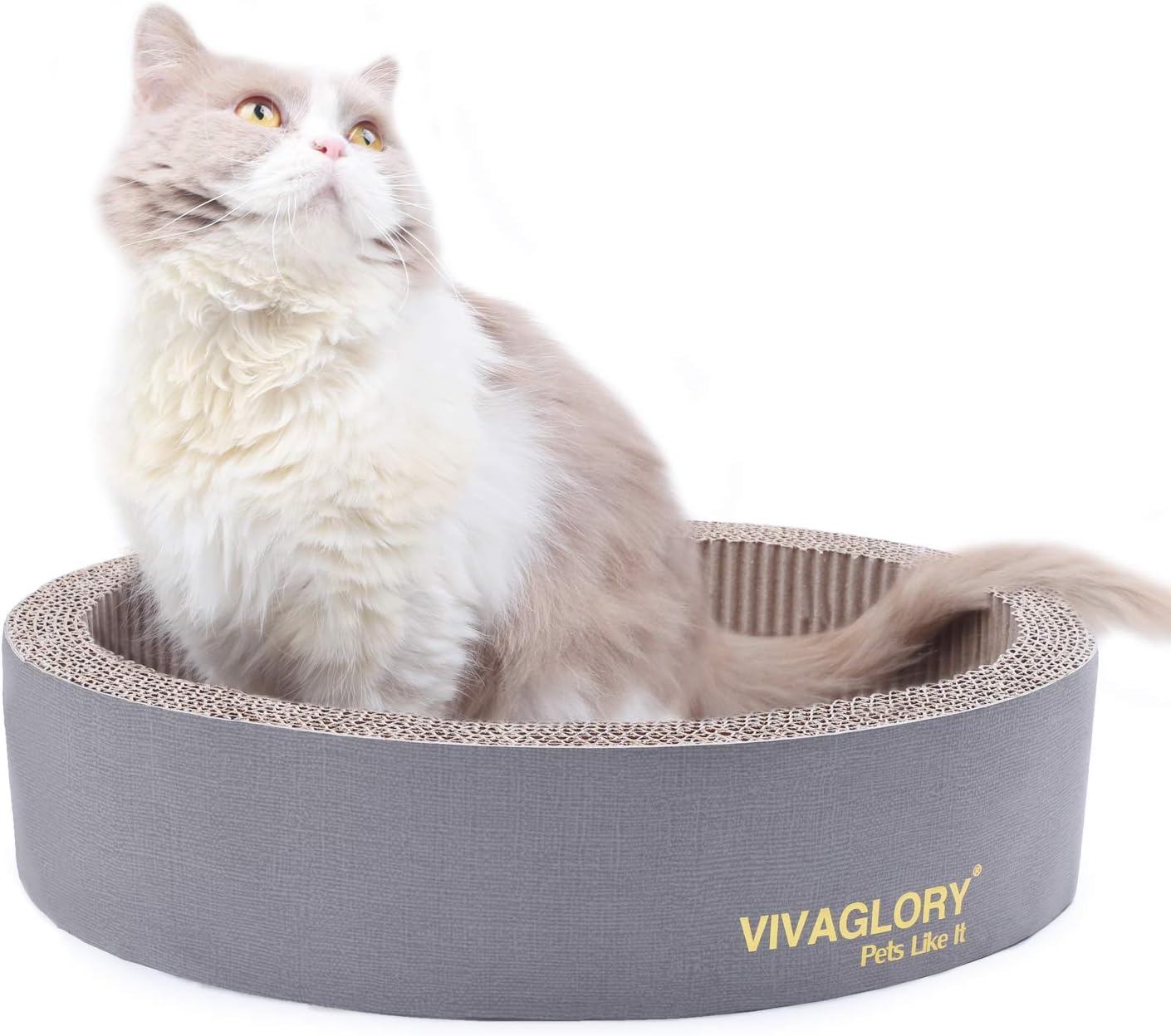 VIVAGLORY Oval Cat Scratcher Cardboard, Durable Cat Scratch Lounger