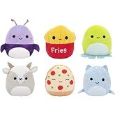 Squishmallows Original Micromallows 6-Pack &ndash; Axel Beetle, Lune Loch Ness Monster, Floyd French Fries, Orphie Octopus, Pep Pizza, Walker Goat