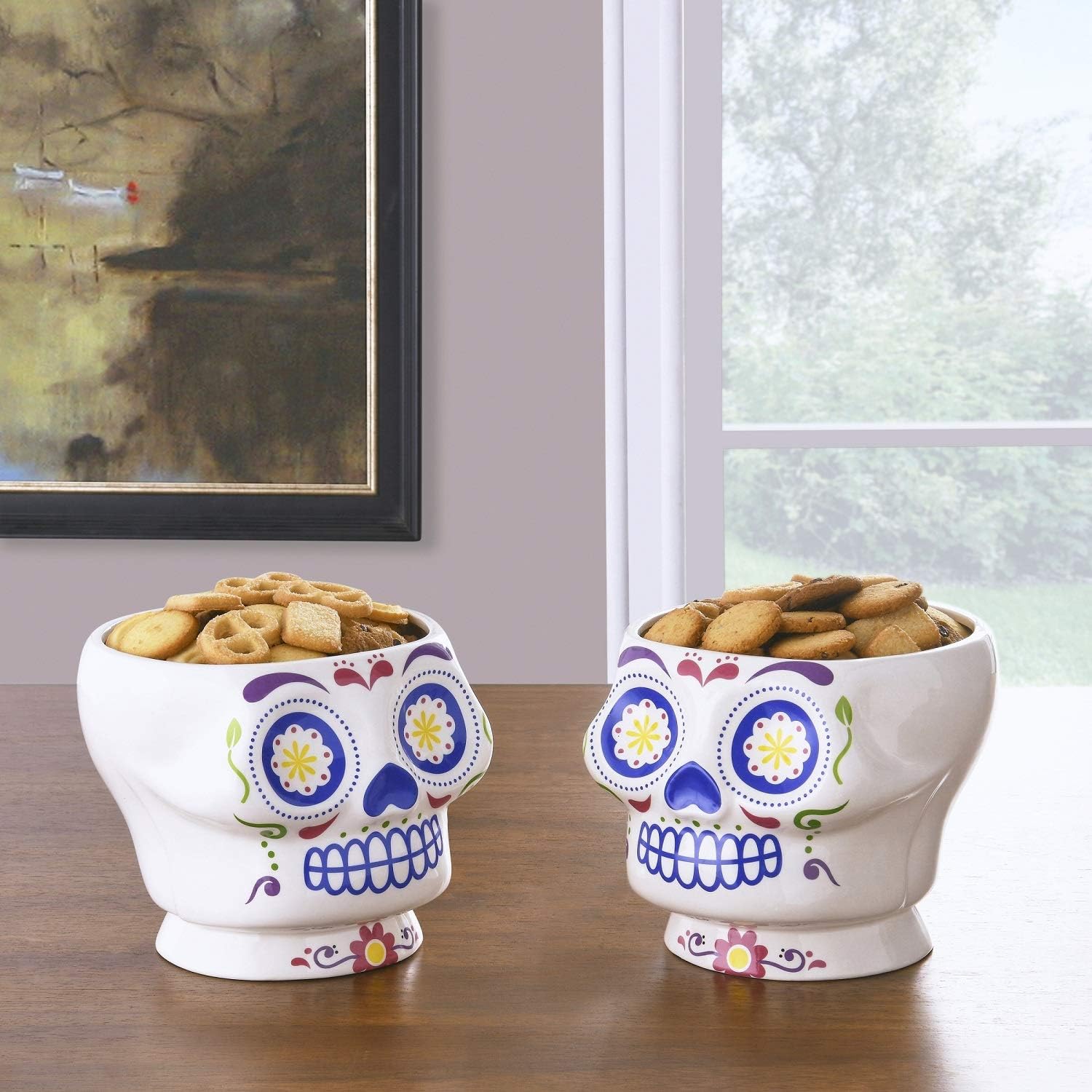 Mainstays Sugar Skull 8in Bowl Set of 2 Kitchen & Dining
