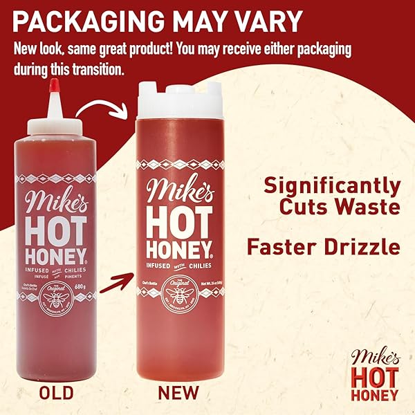 MIKE’S HOT HONEY, AMERICA’S #1 BRAND OF HOT HONEY, SPICY HONEY INFUSED WITH CHILI PEPPERS, GLUTEN-FREE, PALEO-FRIENDLY, SWEET HEAT, PERFECT FOR HOT SAUCE LOVERS (24OZ CHEF’S BOTTLE, 1 PACK)