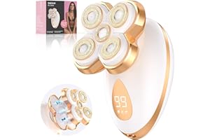 BAZIVVE Electric Razors for Women - Upgraded Magnetic Electric Shaver for Women, Cordless Painless Hair Remover for Legs Bikini Face, Lady Trimmer for Sensitive Skin, Detachable and Waterproof, Gold