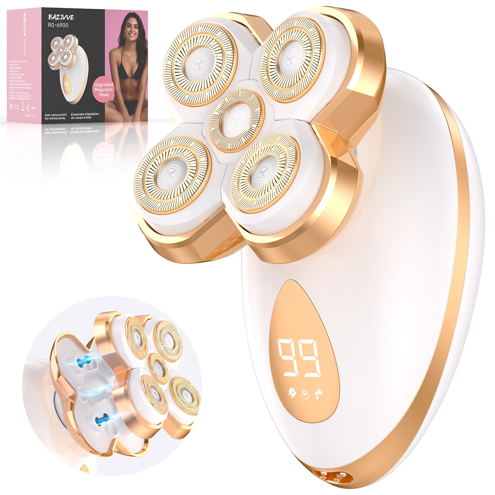 Photo 1 of *USED*
Electric Razors for Women - Upgraded Magnetic Electric Shaver for Women, Cordless Painless Hair Remover for Legs Bikini Face, Lady Trimmer for Sensitive Skin, Detachable and Waterproof, Gold