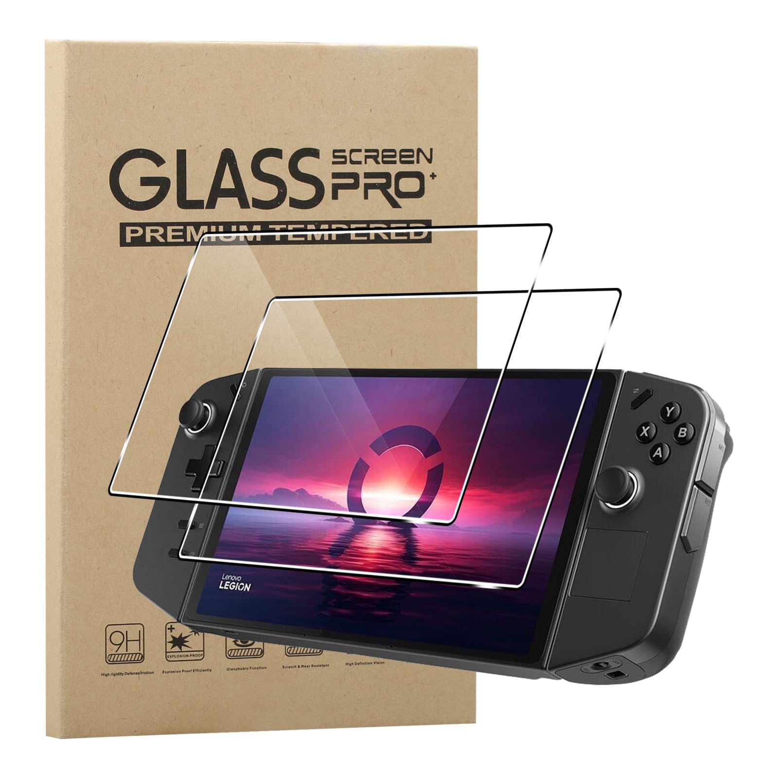 KZIOACSH Tempered Glass Screen Protector for Lenovo Legion Go,2 Pack [9H Hardness] [HD Clarity] Screen Cover [Bubble-Free] Anti-Scratch Anti-Fingerprint Touch Sensitive Protective Film