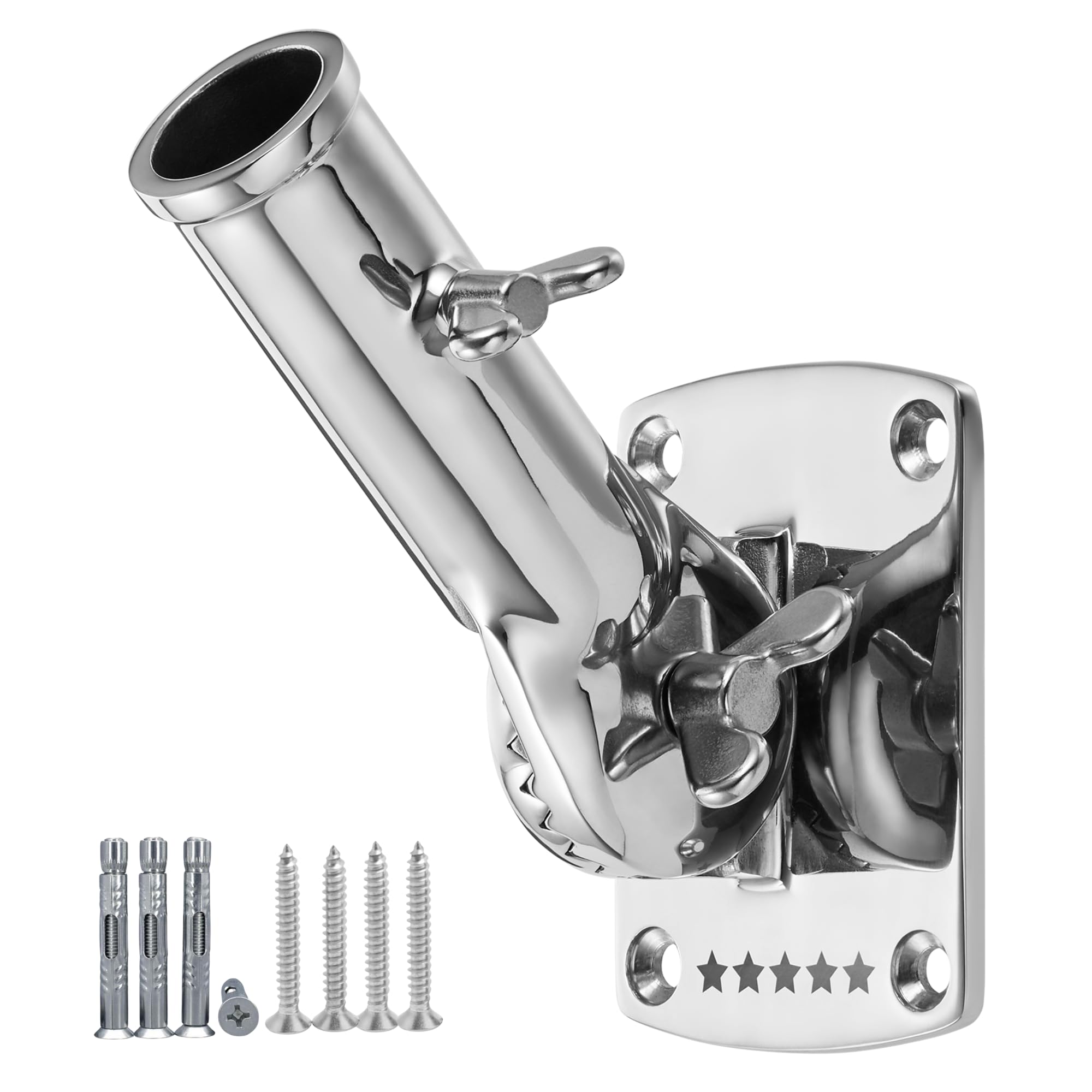 Photo 1 of 316 Stainless Steel Heavy Duty Flag Pole Holder, 180° Adjustable Concrete Flag Pole Holder for House Outside, USA Wall Brick Flag Pole Bracket, Outdoor Flag Mount, Mirror Polishing,1 Inch