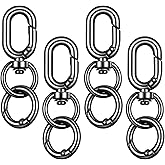 4 Sets Double Opening Swivel Clasp Clips, Metal Keychain Clip Black Snap Spring Jewelry Clasps Swivel Snap Hooks with Key Ring for Jewelry Clasps DIY Crafts Keychain Jewelry Clasp Lanyard Making