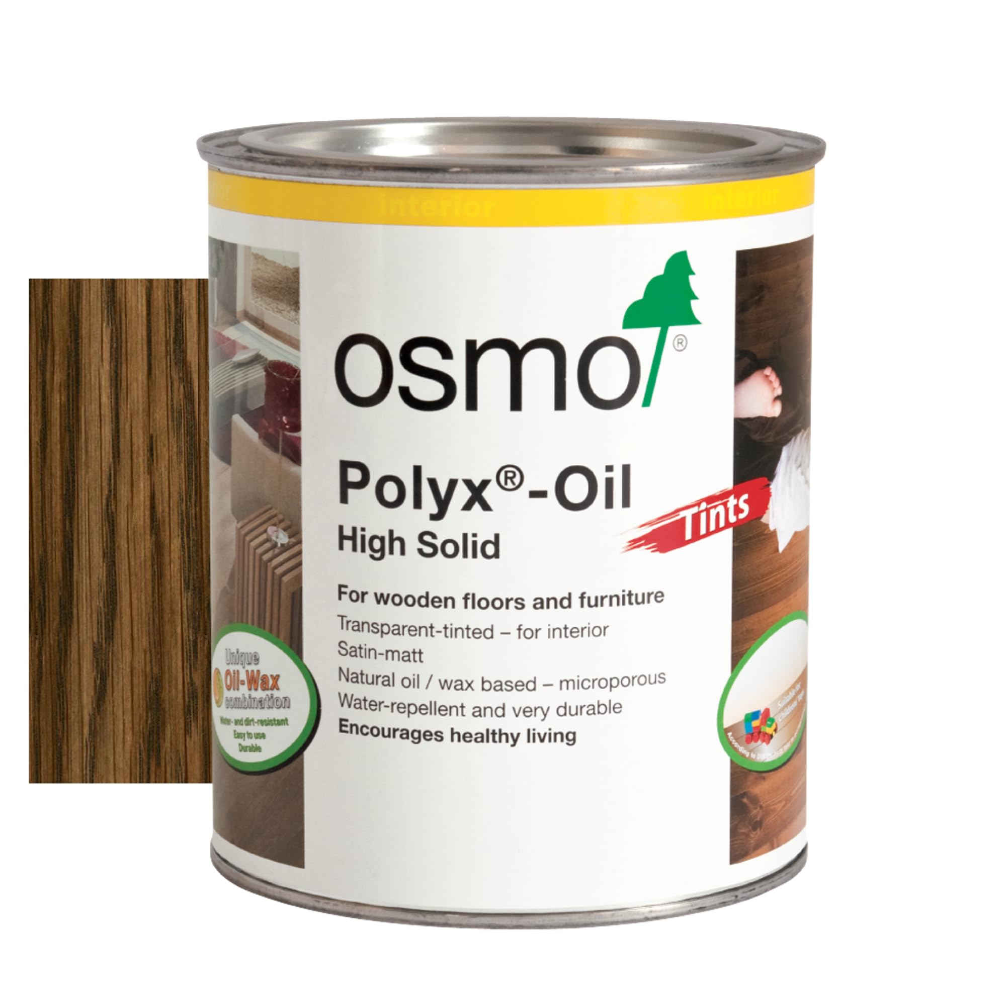 Osmo Polyx®-Oil Tints - Hard Wax Oil 3073, Terra Satin Finish, 750ml - Durable Wood Oil for Wooden Furniture, Water-Resistant Floor Wax, Wood Treatments - Ideal for Oak, Pine, Spruce, Beech & More