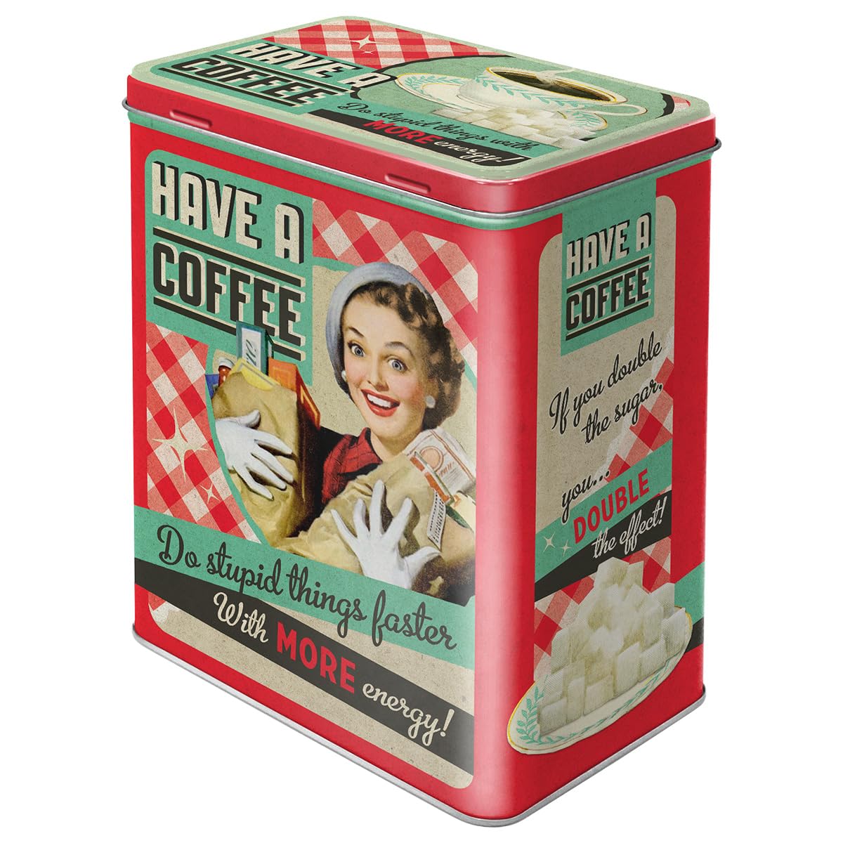 Nostalgic-Art Retro Storage Jar L, Say it 50's - Have A Coffee - Gift Idea for Nostalgia Fans Large Tin Coffee Tin Vintage Design 3L
