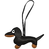 VITITRAN Leather Double-sided Dachshund Wristlet Keychain, Cute Sausage Dog Bag Charm, Weiner Puppy Purse Accessory