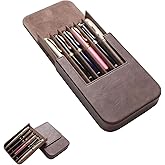 YANHHAN 6 Slots Leather Fountain Pen Case – Magnetic Closure, Handmade Pen Holder for Fountain/Ballpoint/Rollerball Pens –Gray