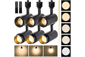 EAGLOD Zoomable 10W Track Light Heads,H Track Lighting Head with Remote,Stepless Dimming Bright LED Track Heads 2700K-6500K Adjustable,15°~60° Beam Angle for Home,Commercial,Artwork (Black, 6Pack)