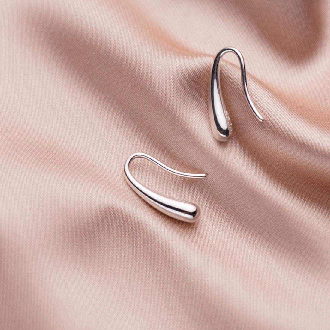 SLUYNZ 925 Sterling Silver Teardrop Earrings Drop for Women Teens Waterdrop Earrings Small Hook Earrings