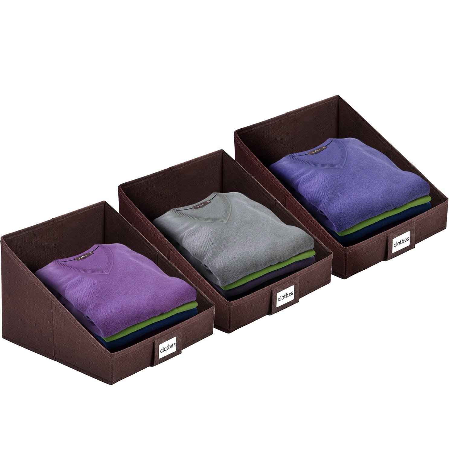 MaidMAX Closet Box Organizers Open Storage Bins with Label, Sloped Cut