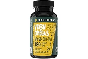 Freshfield Vegan Omega 3, Algae (Algal) Oil, Fish Oil Free Company, Third Party Tested, Carrageenan Free, DHA Supplement w/DP