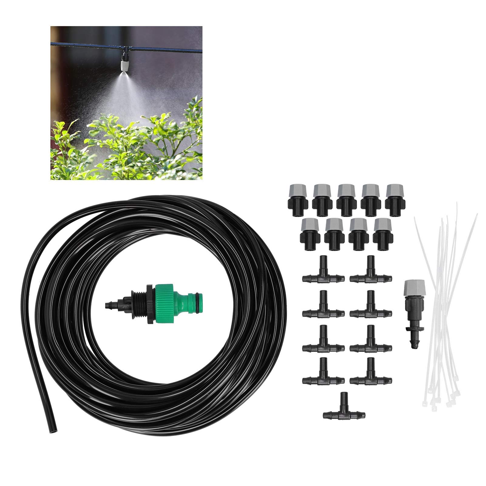Misting Cooling System Outdoor Automatic Plant Watering System 32.8ft/10m Garden Irrigation System DIY Saving Water Irrigation Equipment Set for Lawn