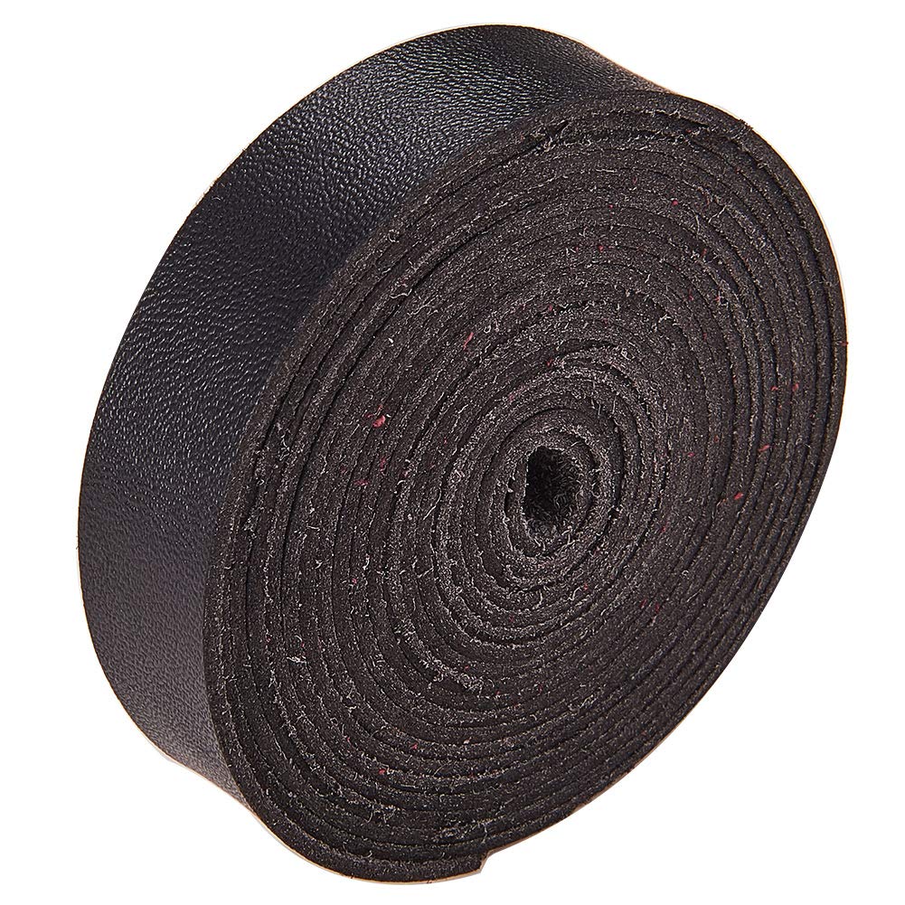 GORGECRAFT Leather Strap 3/5 Inch Wide 78 Inches Leather Craft Strip for DIY Projects Clothing, Jewelry, Wrapping, Black