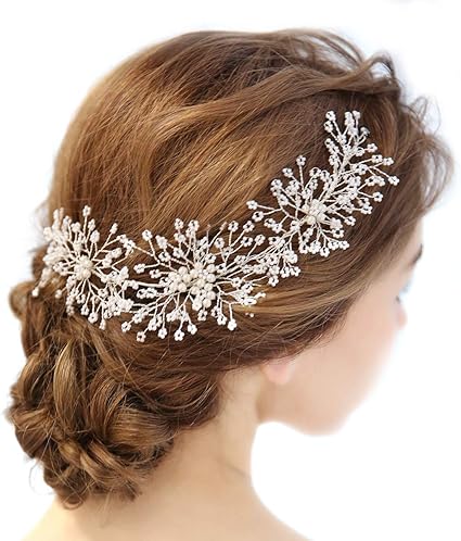 Bestoyard Headband Vintage Hair Band Silver Headwear Wedding Dress